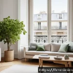 Home 19 미니멀라이프 삶의 질 향상 - A bright and airy minimalist living room in a Parisian apartment, featuring clean lines and neutral ...